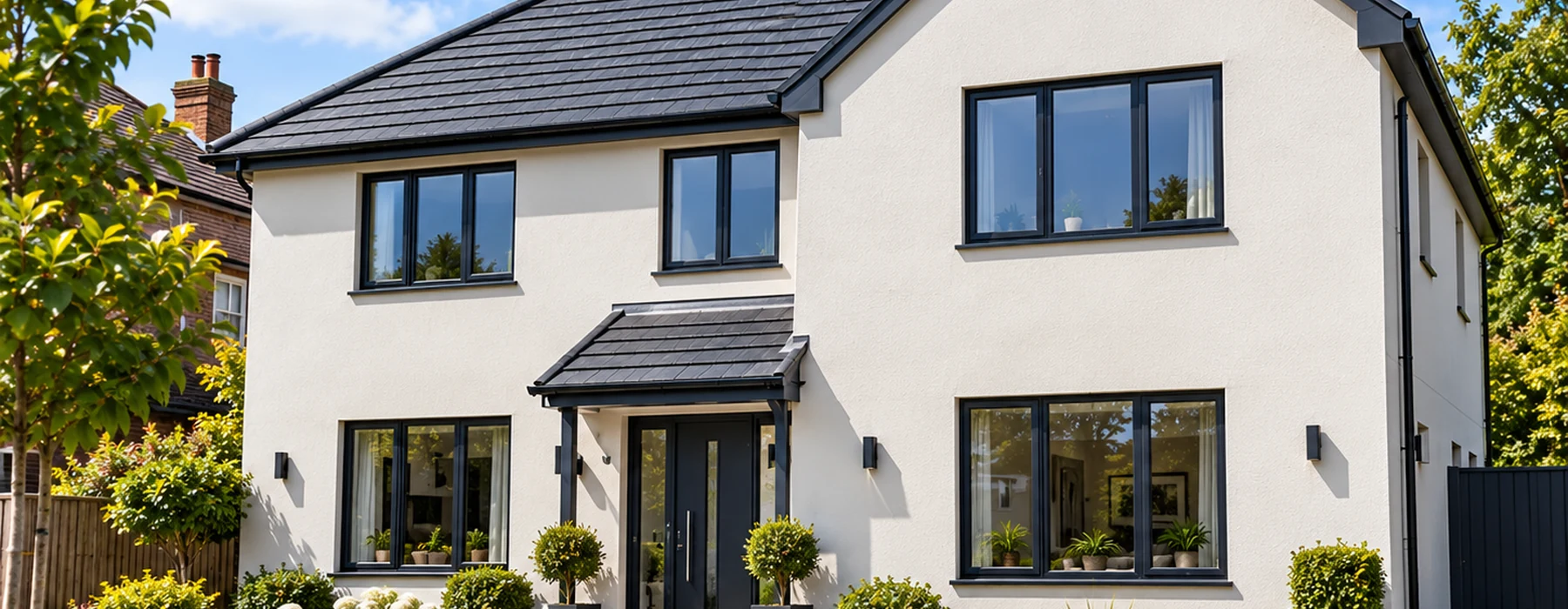 Freshly rendered home exterior